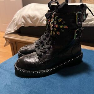 Embellished Black Ankle Boots